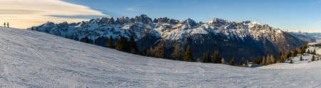 The beatiful snowy ski area of the Brenta Group in the Dolomites