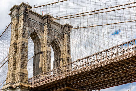 Brooklyn Bridge, one of the oldest roadway bridges, that connect Brooklyn to Lower Manhattanの写真素材
