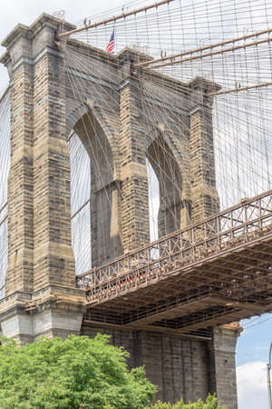 Brooklyn Bridge, one of the oldest roadway bridges, that connect Brooklyn to Lower Manhattanの写真素材