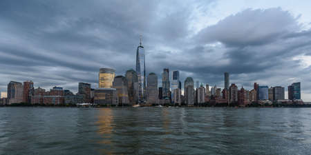 The waterfront of the business district of Lower Manhattan, New Yorkの写真素材