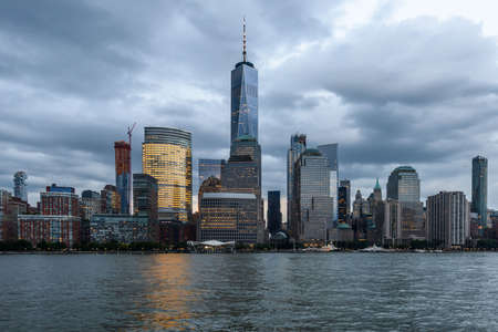 The waterfront of the business district of Lower Manhattan, New Yorkの写真素材