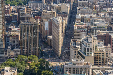 New York City, USA - July 5 2017 - aerial view of the flatiron building in Manhattanのeditorial素材