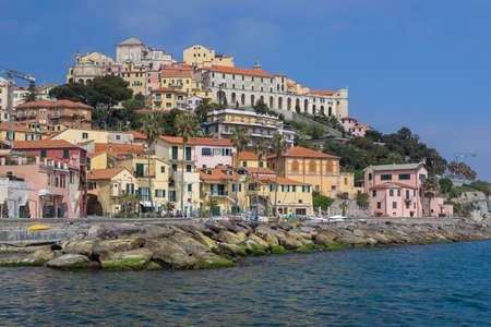 View over Porto Maurizio, part of the town of Imperia and its medieval village called Parasioのeditorial素材