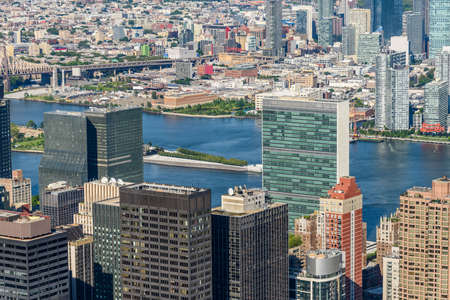 New York City, USA - July 5 2017 - aerial view of the headquarters of United States of Manhattanのeditorial素材