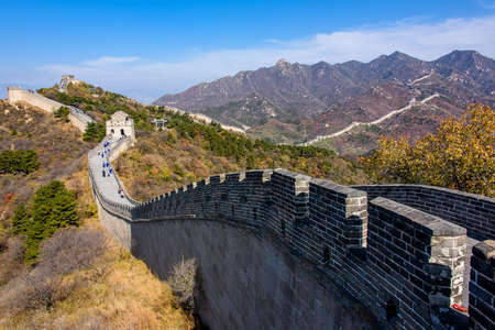 Portion of the Great Wall in Badaling, near Beijing. One of the New 7 Wonders and Unesco Heritage Siteのeditorial素材