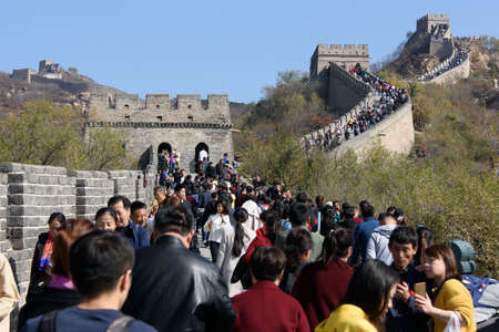 Portion of the Great Wall in Badaling, near Beijing. One of the New 7 Wonders and Unesco Heritage Siteのeditorial素材