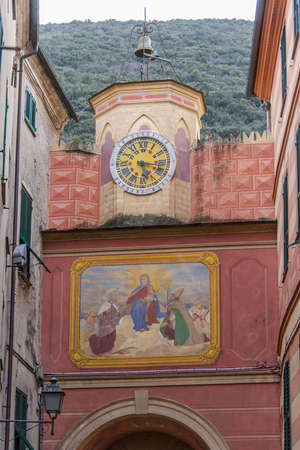 Ancient Gate of the Village of Finalborgo in the Italian Rivieraの写真素材