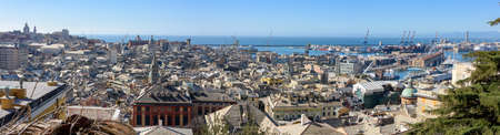 Cityscape of Genoa with its roofs and towers from Spianata Castellettoの写真素材