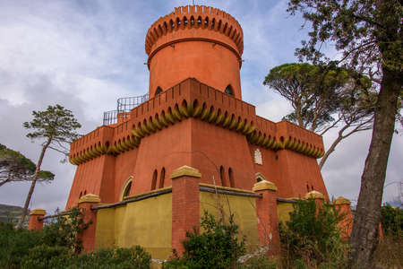 Captain Castle at the top of the hill in Villa Pallavicini Park, Genoa Pegliのeditorial素材