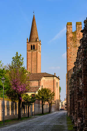 The ancient church of San Francesco in the walled city of Montagnanaの写真素材