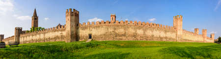The medieval walls sourrandings Montagnana, one of the beautiful italian walled cities.の写真素材