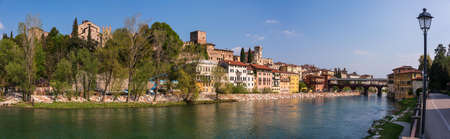 View over the village of Bassano del Grappa, famous for its bridgeの写真素材