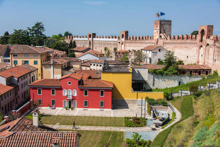 The walled city of Cittadella, medieval village in Venetoの写真素材