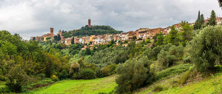 View of the old town of the tuscan village of San Miniatoの写真素材