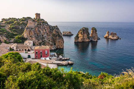 Old village of Scopello in Sicily, famous for the tuna fishingの写真素材