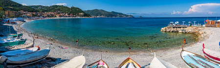 The wonderful seewater of the italian riviera in Noli, Liguria during summerの写真素材
