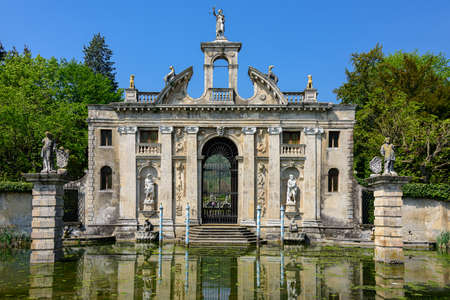 The main gate of Villa Barbarigo a 17th century rural villa built by the venetian family of the Barbarigoの写真素材
