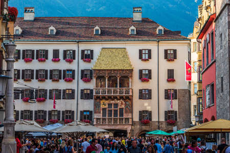 INNSBRUCK, AUSTRIA - 21 JULY, 2019: The Golden Roof in the old town of Innsbruck, symbol of the townのeditorial素材