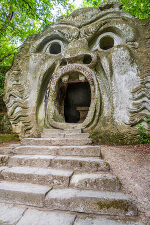 Statue in the Park of the Monsters of Bomarzo, also called Sacred Grove. a manieristic Garden in Lazio, Italyの写真素材