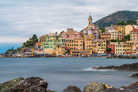 The ancient fishing village of Bogliasco, on the italian Rivieraの写真素材