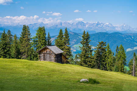 Mountain hut near Peitlerkofel in Antermoia, Val Badia in the Dolomitesの写真素材