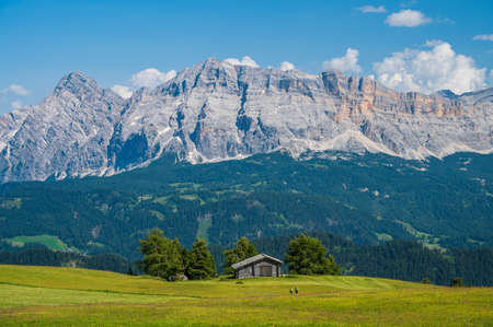 Mountain hut near Peitlerkofel in Antermoia, Val Badia in the Dolomites,の写真素材