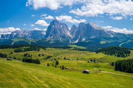 View of the magnificent plateau of Seiser Alm during the summer seasonの写真素材