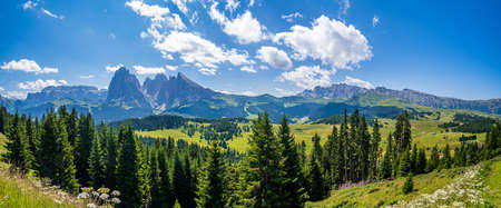 View of the magnificent plateau of Seiser Alm during the summer seasonの写真素材