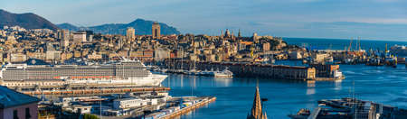 View of the port of Genoa, one of the most important in the mediterranean seaのeditorial素材