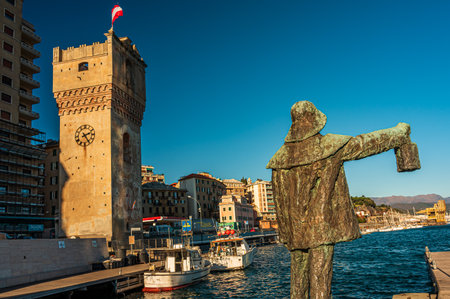 The tower Leon Pancaldo, also called Torretta, symbol of the city of Savonaの写真素材