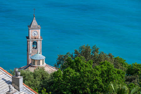 Panoramic view from the hill of Crevari near Genoaの写真素材