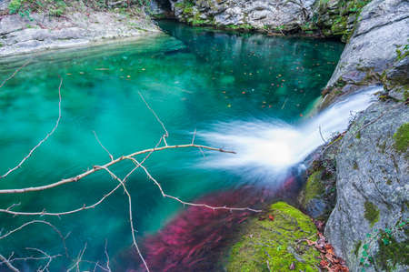 Little waterfall of a creek on the hills of Nervi, Genoa, Italyの写真素材