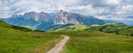 The plateau of Pralongia in the heart of Dolomites, between Corvara and San Cassianoの写真素材