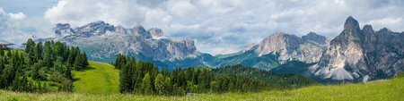 The plateau of Pralongia in the heart of Dolomites, between Corvara and San Cassianoの写真素材