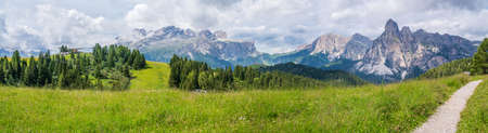 The plateau of Pralongia in the heart of Dolomites, between Corvara and San Cassianoの写真素材