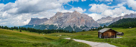 The plateau of Pralongia in the heart of Dolomites, between Corvara and San Cassianoの写真素材
