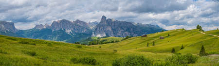 The plateau of Pralongia in the heart of Dolomites, between Corvara and San Cassianoの写真素材