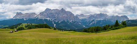 The plateau of Pralongia in the heart of Dolomites, between Corvara and San Cassianoの写真素材