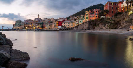 View over  the old town of Bogliasco, maritime village on the Italian Rivieraの写真素材