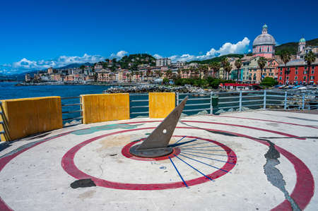 The old town of Pegli (a district of Genoa) seen from the cliffsの写真素材