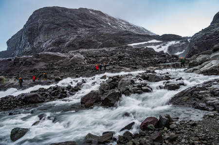 River created from the melting glacier of Vatnajokull in Icelandの写真素材