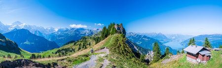 On the trail between Schynighe Platte and Faulhorn, wonderful hiking with spectacular panoramas on...