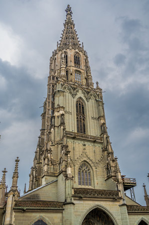 Bern Minster is a Swiss Reformed cathedral, in the old city of Bern, Switzerlandの写真素材