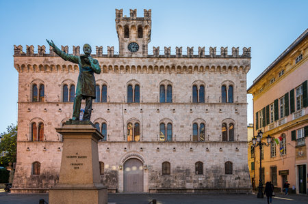 Old palace seat of the Court of Law in the main square of Chiavari, Italyのeditorial素材