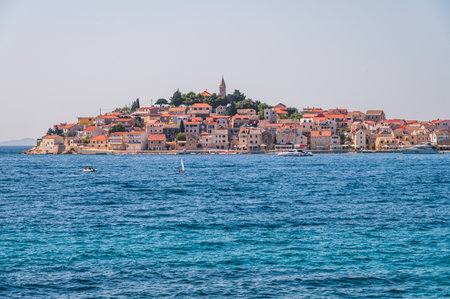 View of the old town of Primosten an ancient fishing village on the Croatian Coast near Sibenik