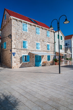 Stone House in the old town of Primosten, fishing village in Croatiaの写真素材