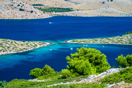View of the bay of Kornati islands in Croatia, Dalmatiaの写真素材