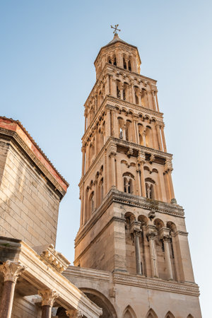 Ancient Bell Tower in the old town of Split, the Saint Domnius Bell Towerの写真素材