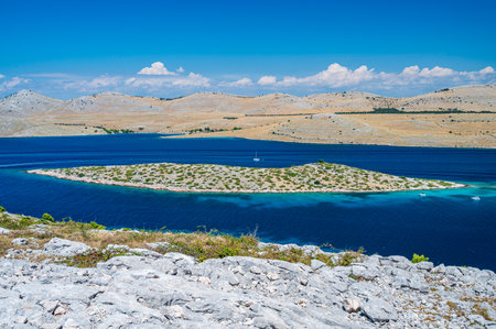 Beautiful island in the Adriatic Sea near Kornati, Croatiaの写真素材