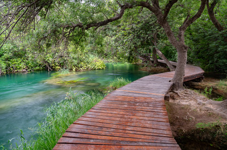 Amazing Nature Landscape in famous Krka National Park of Croatia with its wonderful waterfallsの写真素材